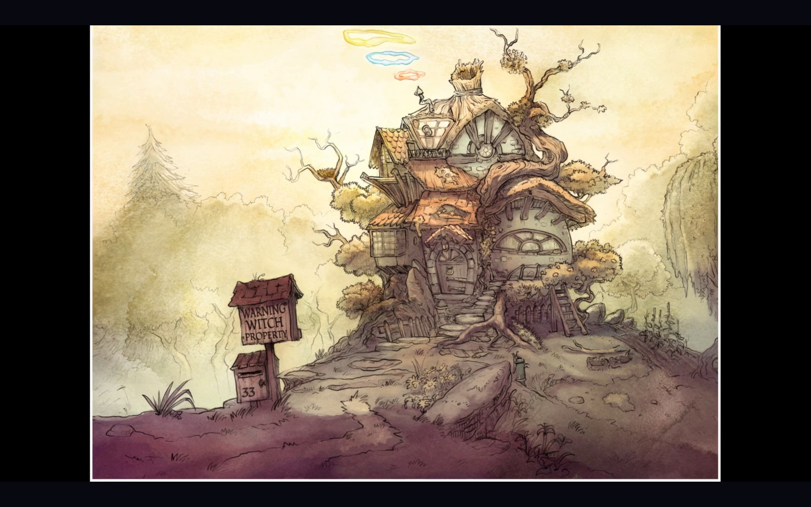 A frame from the Comic Narrator sample showing Pepper and Carrot in a painted fantasy scene.